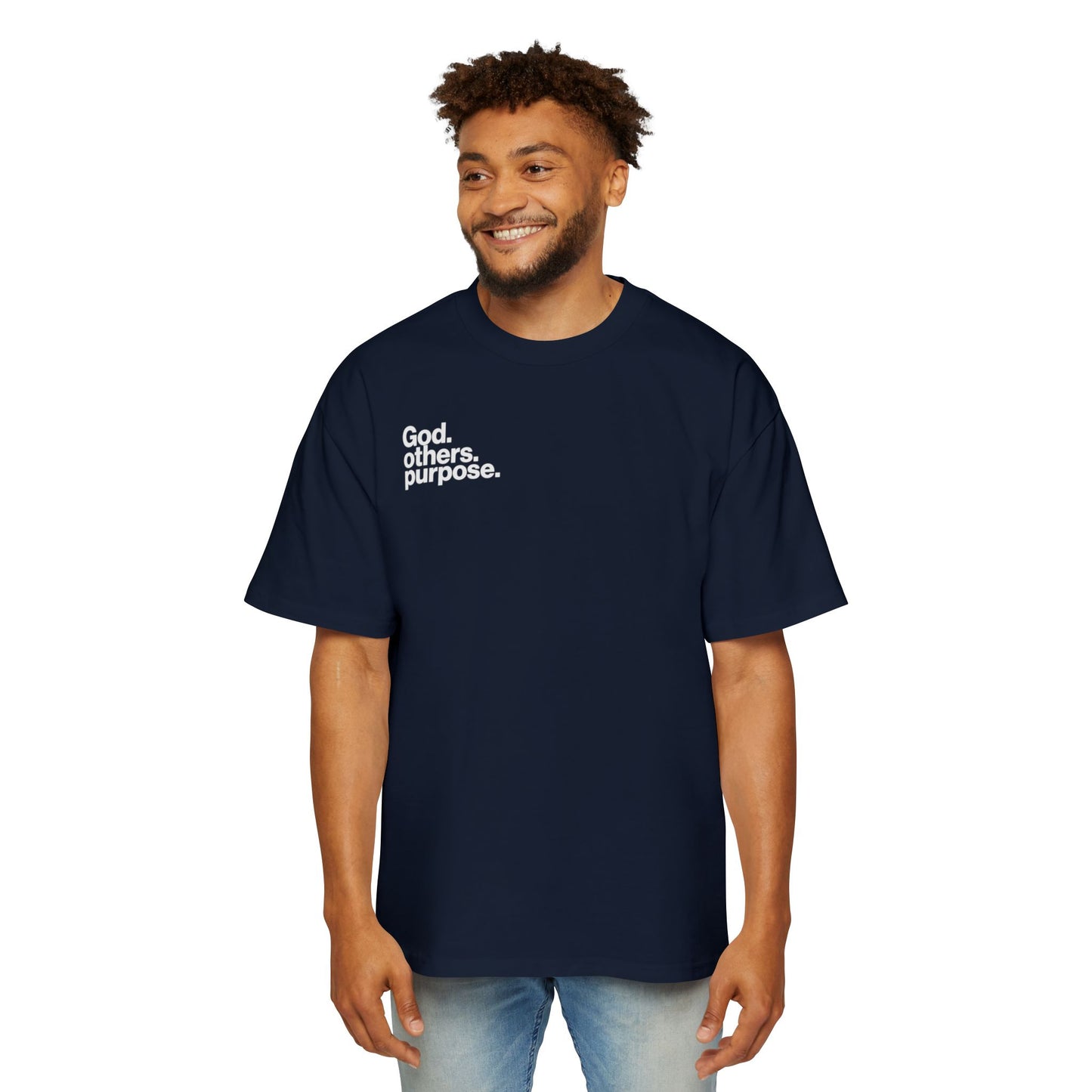 Navy Blue Lead with Love Heavy Oversized Tee