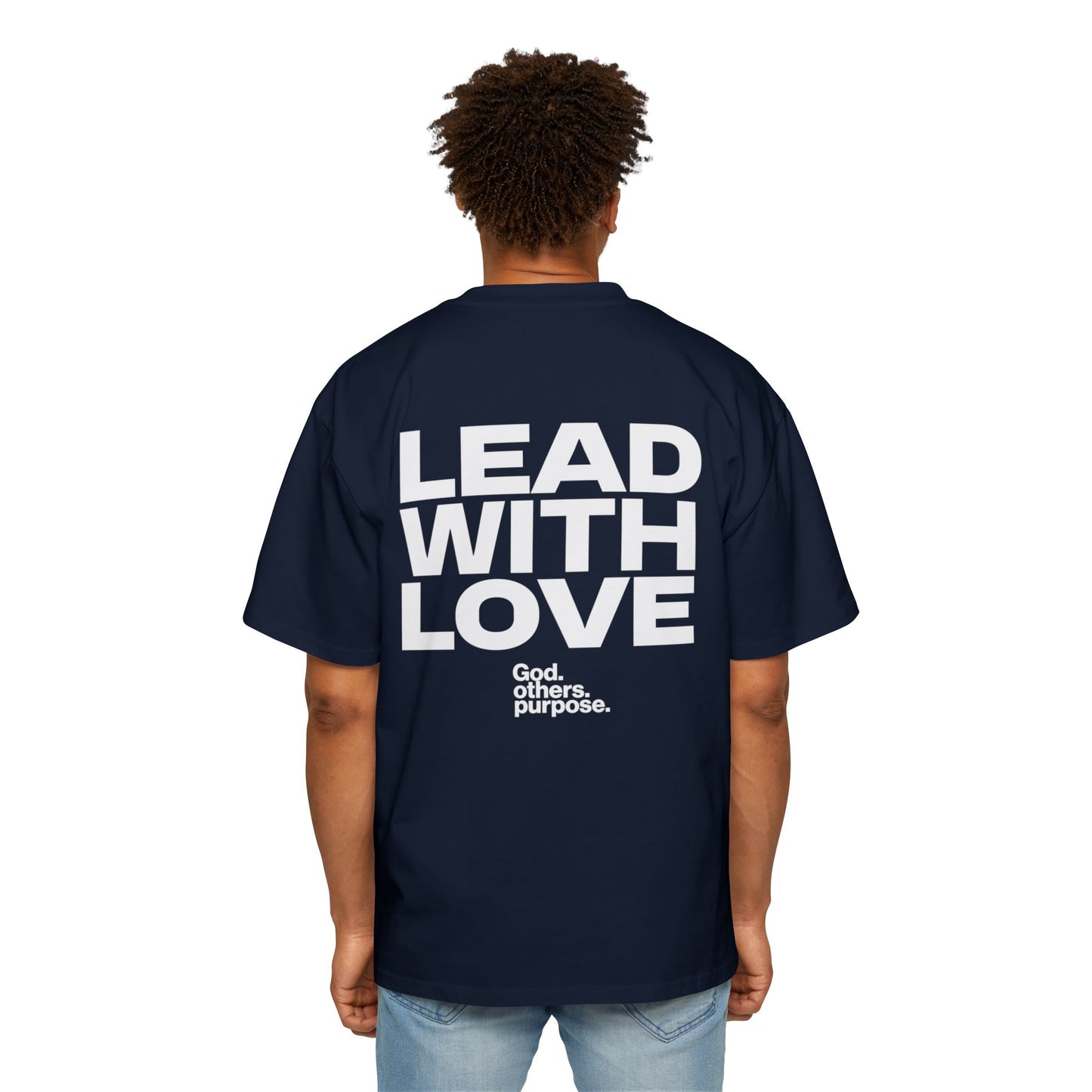 Navy Blue Lead with Love Heavy Oversized Tee